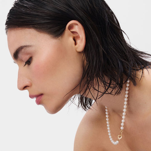 Menottes Dinh Van Pearl Small Necklace in 18K Yellow Gold - 3