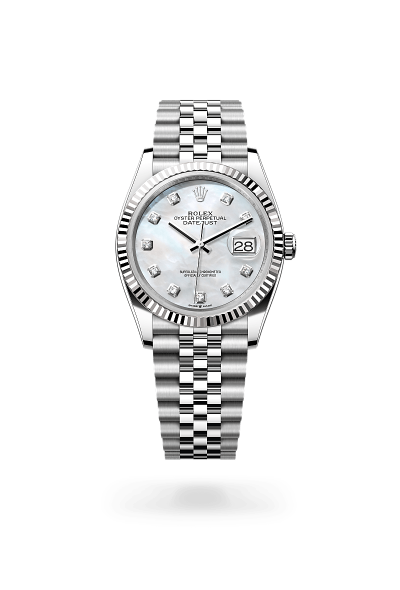rolex Datejust in White Rolesor - combination of Oystersteel and white gold, M126234-0019 - Zadok Jewelers