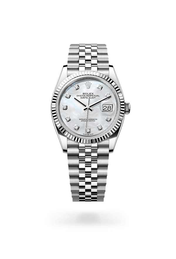 rolex Datejust in White Rolesor - combination of Oystersteel and white gold, M126234-0019 - Zadok Jewelers