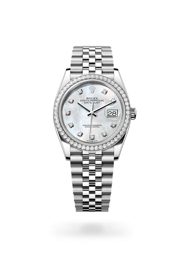 rolex Datejust in White Rolesor - combination of Oystersteel and white gold, M126284RBR-0011 - Zadok Jewelers