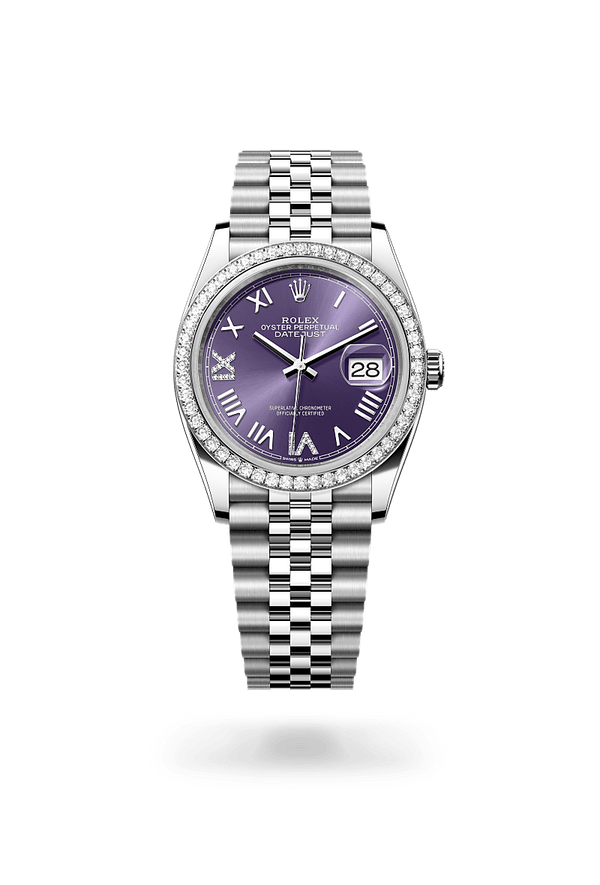 rolex Datejust in White Rolesor - combination of Oystersteel and white gold, M126284RBR-0055 - Zadok Jewelers