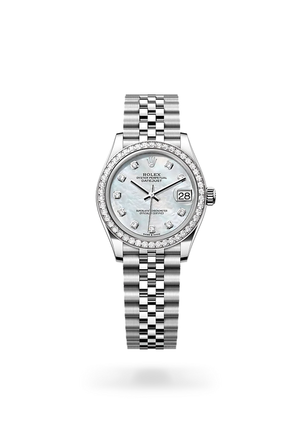 rolex Datejust in White Rolesor - combination of Oystersteel and white gold, M278384RBR-0008 - Zadok Jewelers