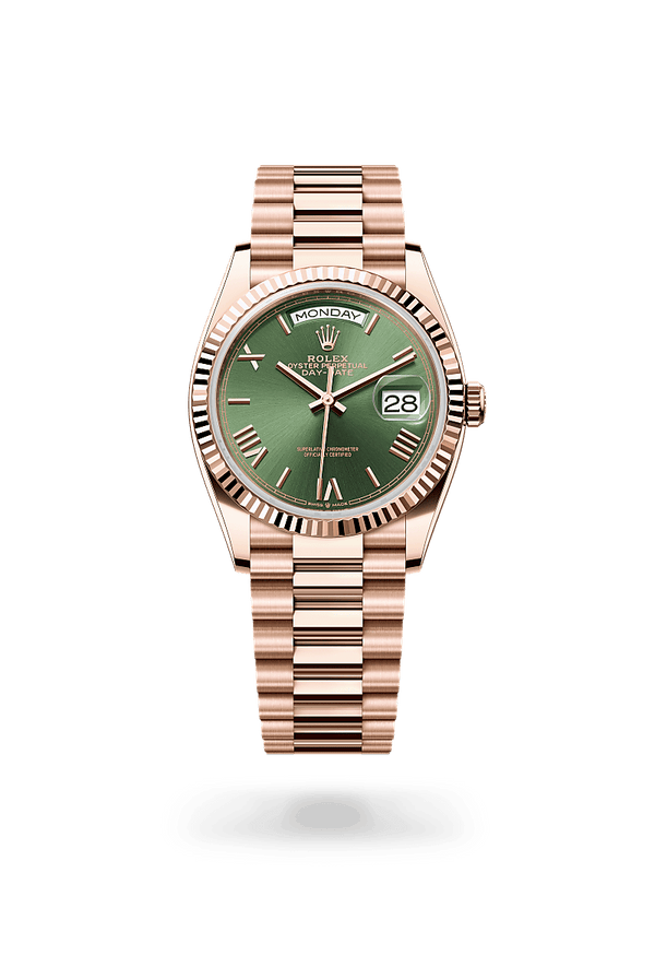 rolex Day-Date in 18 ct Everose gold, M128235-0089 - Zadok Jewelers