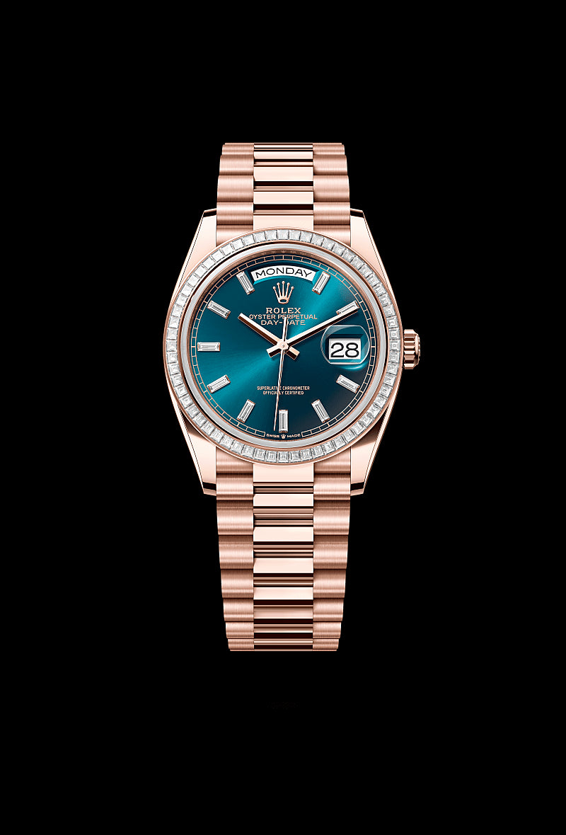 Rolex 
Day-Date 36
Oyster, 36 mm, Everose gold and diamonds
M128395TBR-0032