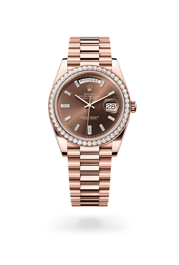 rolex Day-Date in 18 ct Everose gold, M228345RBR-0006 - Zadok Jewelers