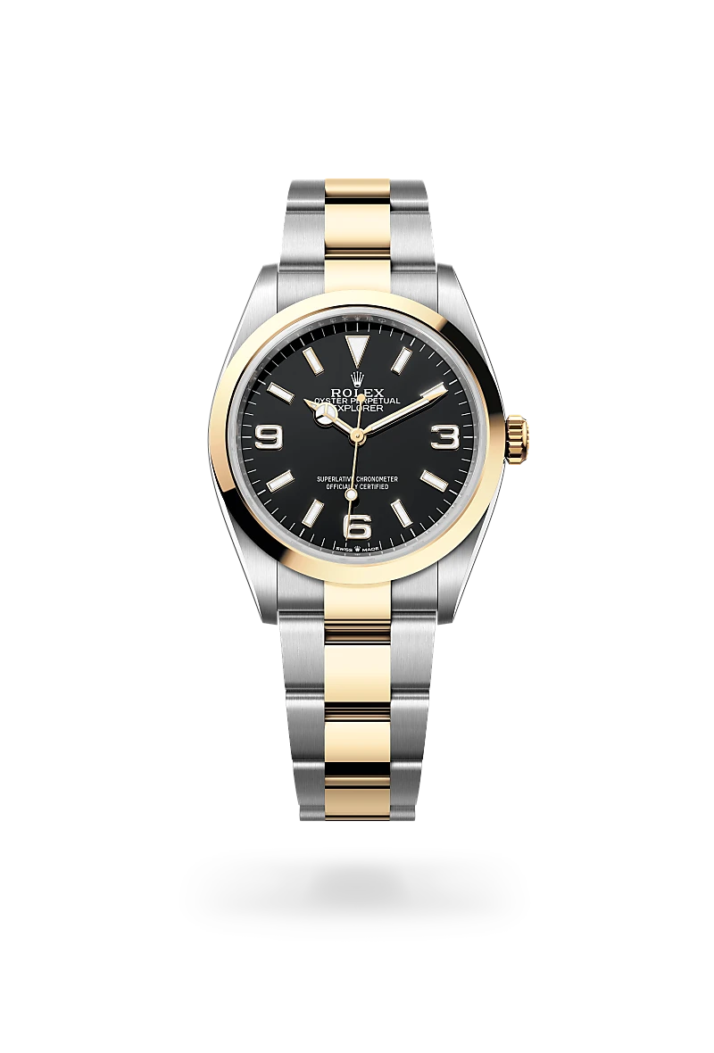 rolex Explorer in Yellow Rolesor - combination of Oystersteel and yellow gold, M124273-0001 - Zadok Jewelers