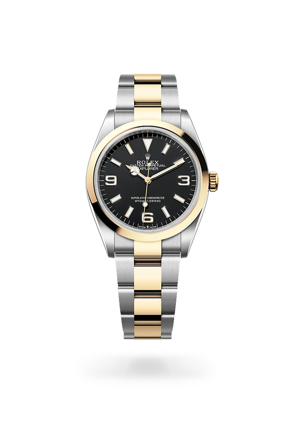 rolex Explorer in Yellow Rolesor - combination of Oystersteel and yellow gold, M124273-0001 - Zadok Jewelers