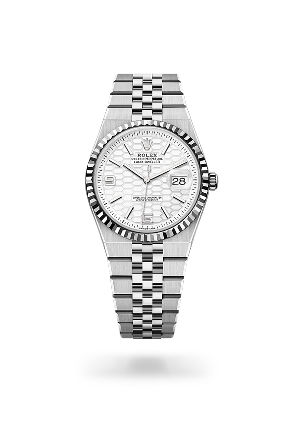 rolex Land-Dweller in White Rolesor - combination of Oystersteel and white gold, M127234-0001 - Zadok Jewelers