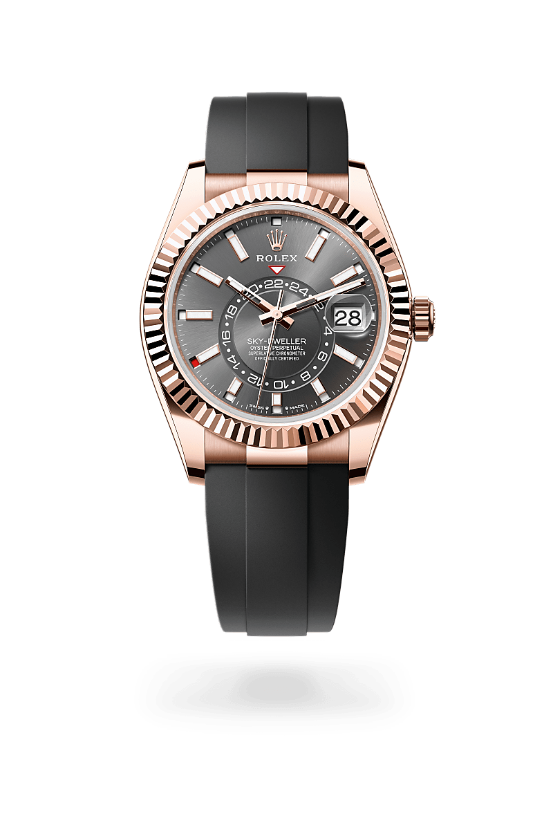 rolex Sky-Dweller in 18 ct Everose gold, M336235-0004 - Zadok Jewelers
