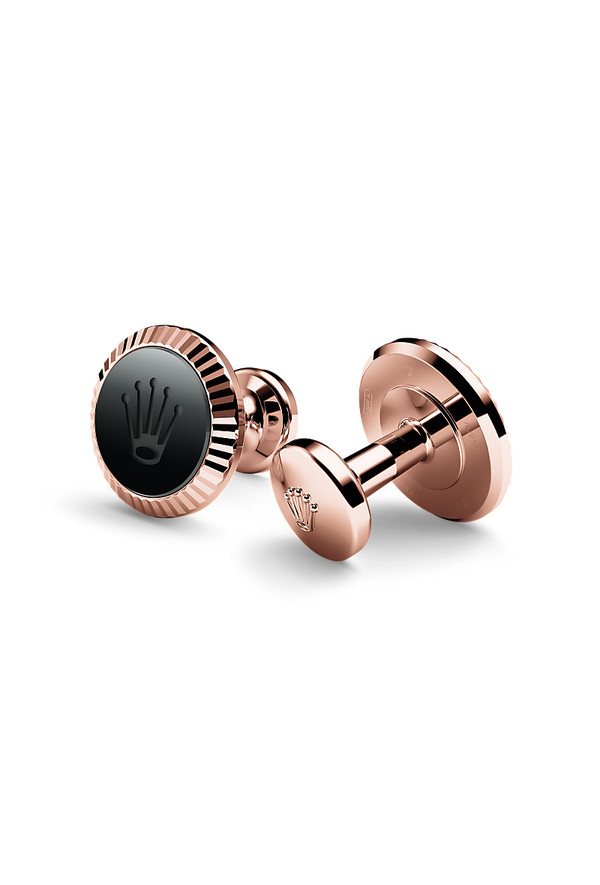 Rolex ‘Fluted’ cufflinks Everose gold and ceramic A1035 - 1