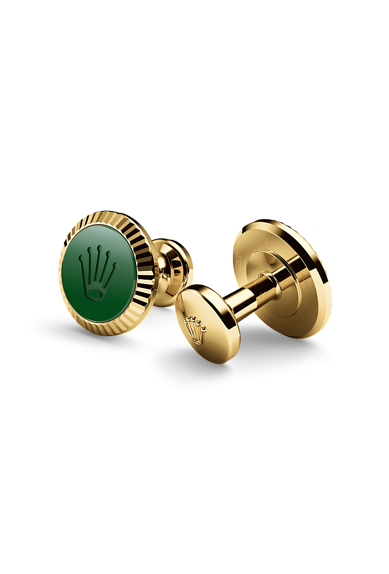 Rolex ‘Fluted’ cufflinks Yellow gold and ceramic A1038