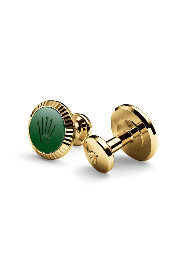 Rolex ‘Fluted’ cufflinks Yellow gold and ceramic A1038 - 1