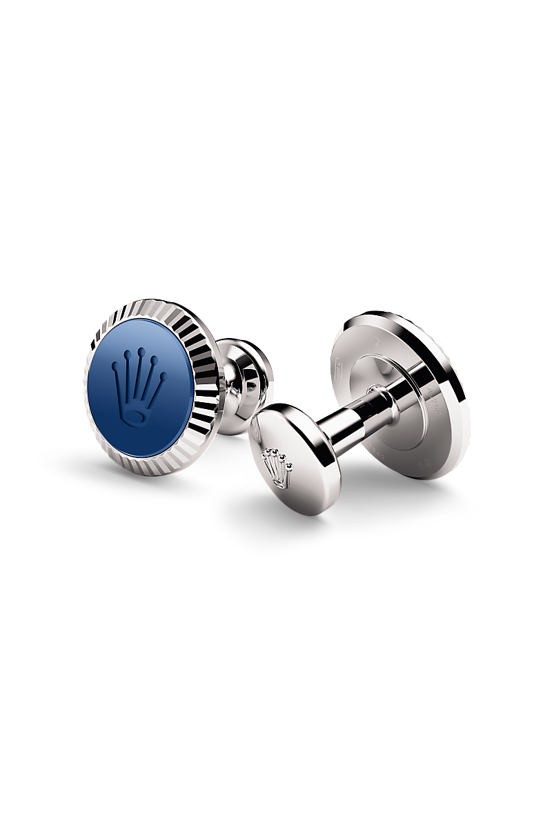 Rolex ‘Fluted’ cufflinks White gold and ceramic A1039
