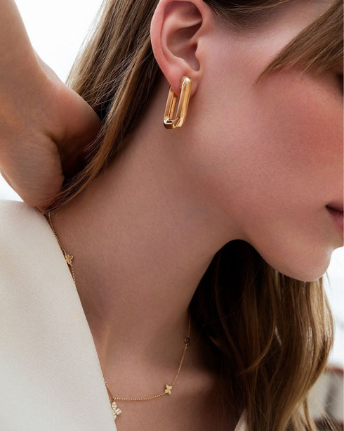 Roberto Coin Medium Square Hoop Earrings in 18K Yellow Gold - 2