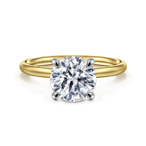 Tiana 14K Yellow-White Gold Round Solitaire Diamond Engagement Ring - 1