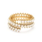 Double Pearl Diamond Lace Ring