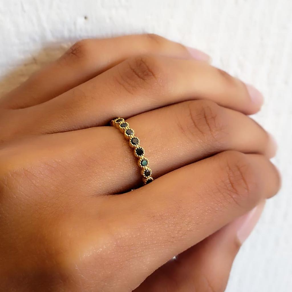 Sethi Couture Bezel Black Diamond Band Fashion Ring - Zadok Jewelers Sethi Couture Bezel Black Diamond Band Fashion Ring - Zadok Jewelers
