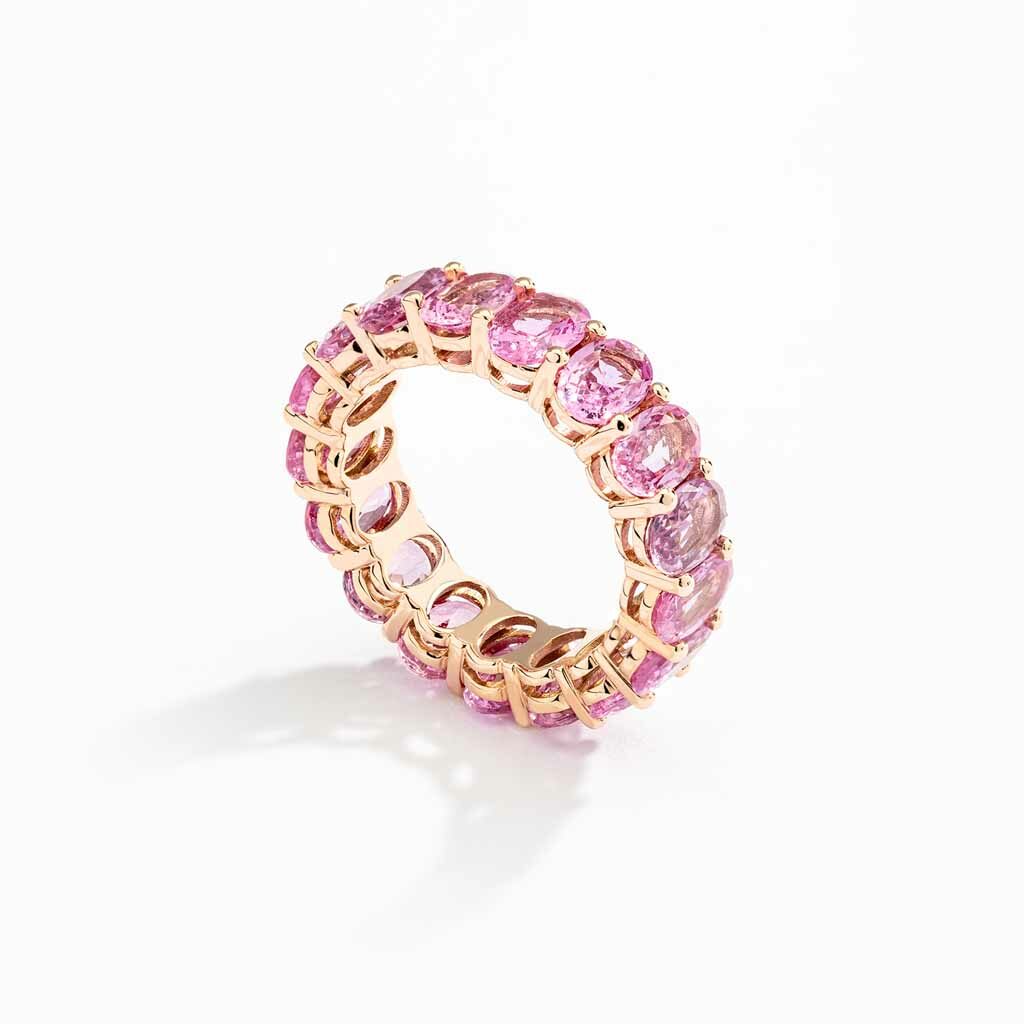 Zadok Collection Shared Prong Oval Pink Sapphire Eternity