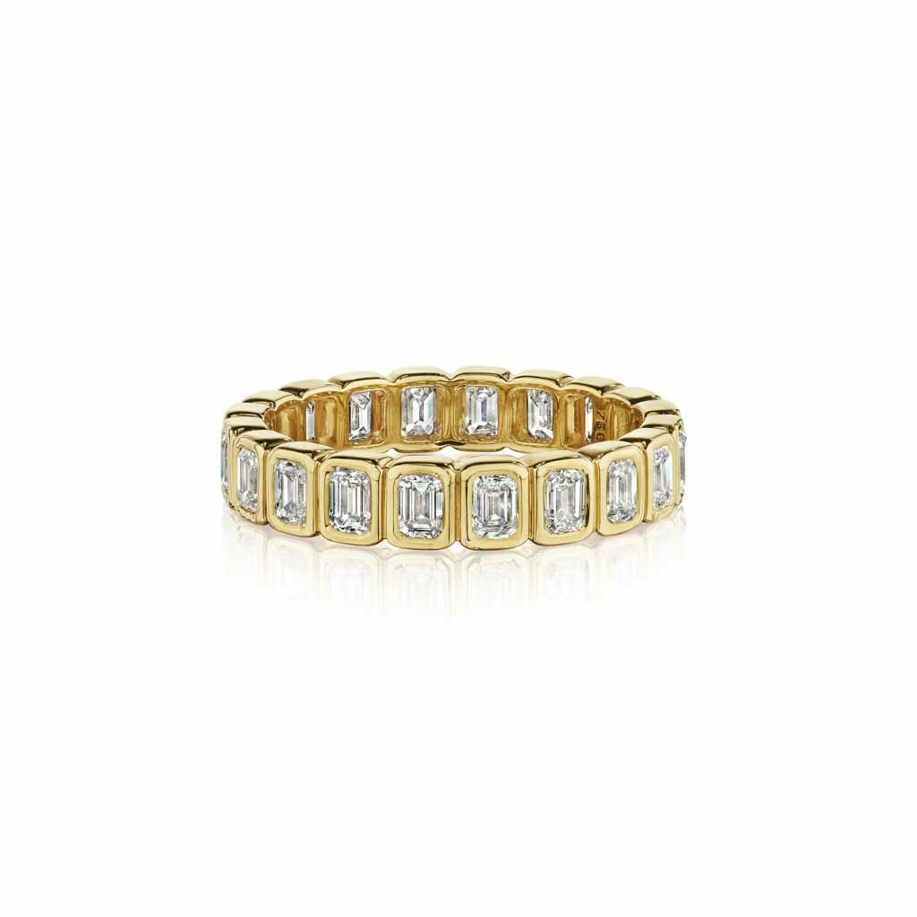 Zadok Collection Bezel Emerald Diamond Eternity Ring