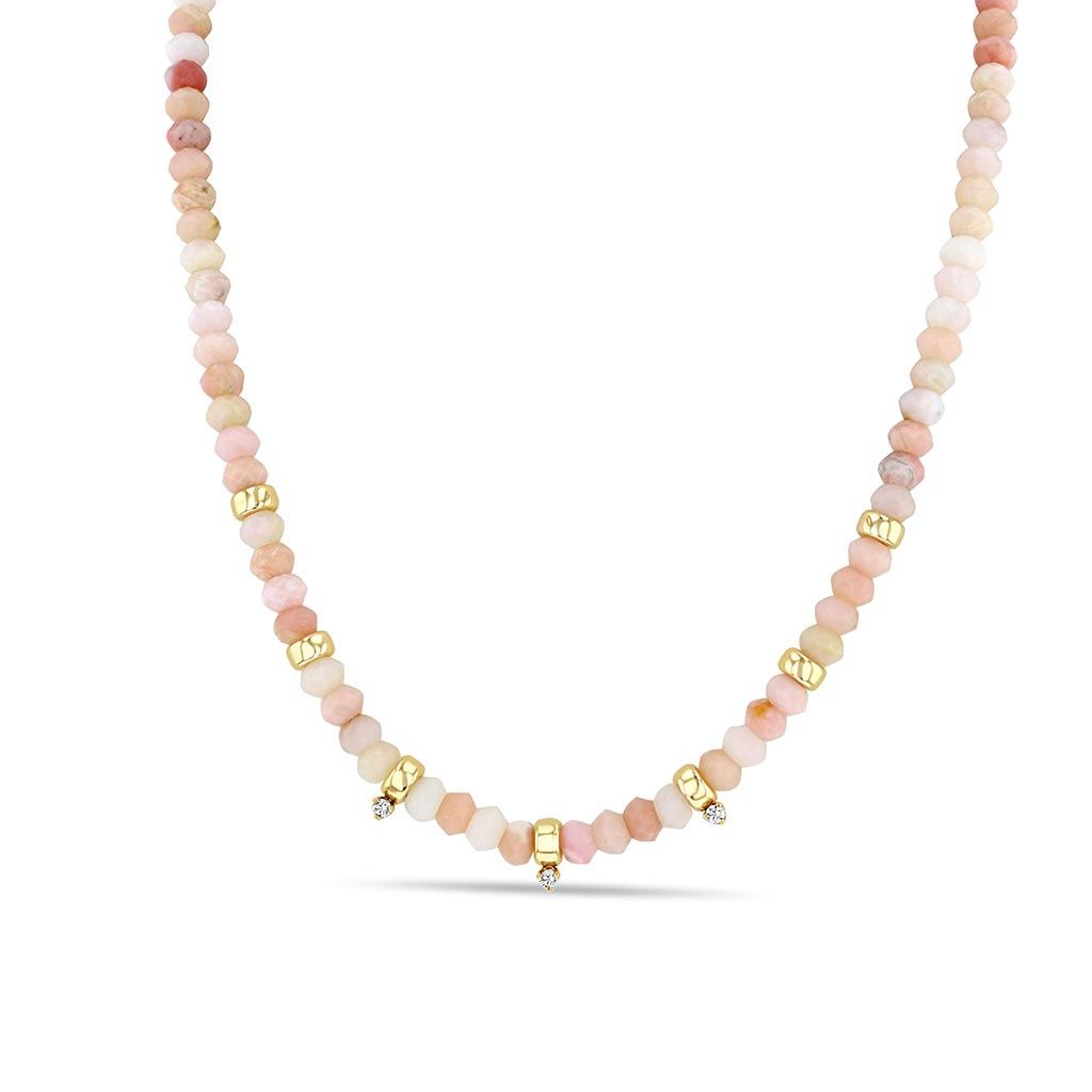 Zoe Chicco 14k Gold & Faceted Pink Opal Rondelle Bead Necklace - Zadok